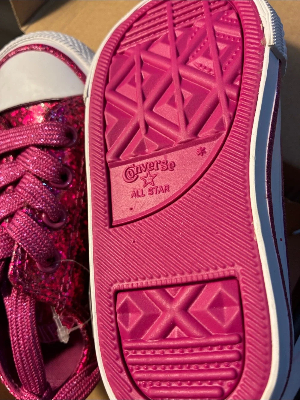 1️⃣ Converse Girls Hot Pink Glitter Lace-Up Sneakers